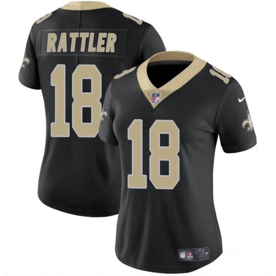 Women's New Orleans Saints #18 Spencer Rattler Black Vapor Stitched Game Jersey(Run Small) - Ujersey