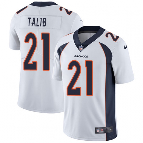Men's Nike Denver Broncos #21 Aqib Talib White Vapor Untouchable Limited Player NFL Jersey - Ujersey