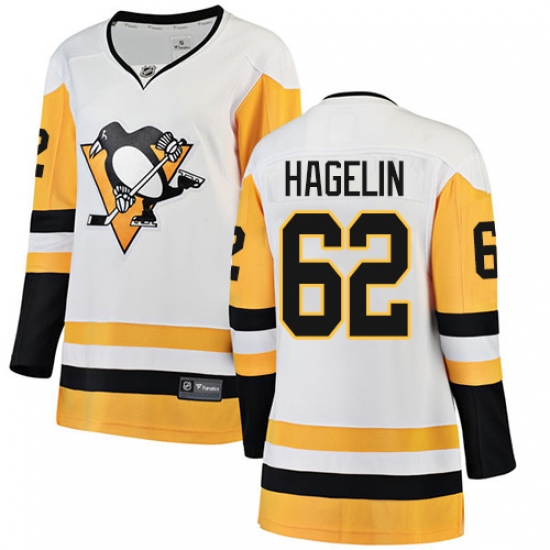 Women's Pittsburgh Penguins #62 Carl Hagelin Authentic White Away Fanatics Branded Breakaway NHL Jersey - Ujersey