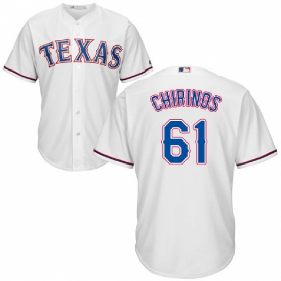 Men's Majestic Texas Rangers #61 Robinson Chirinos Replica White Home Cool Base MLB Jersey - Ujersey