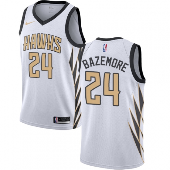 Men's Nike Atlanta Hawks #24 Kent Bazemore Swingman White NBA Jersey - City Edition - Ujersey