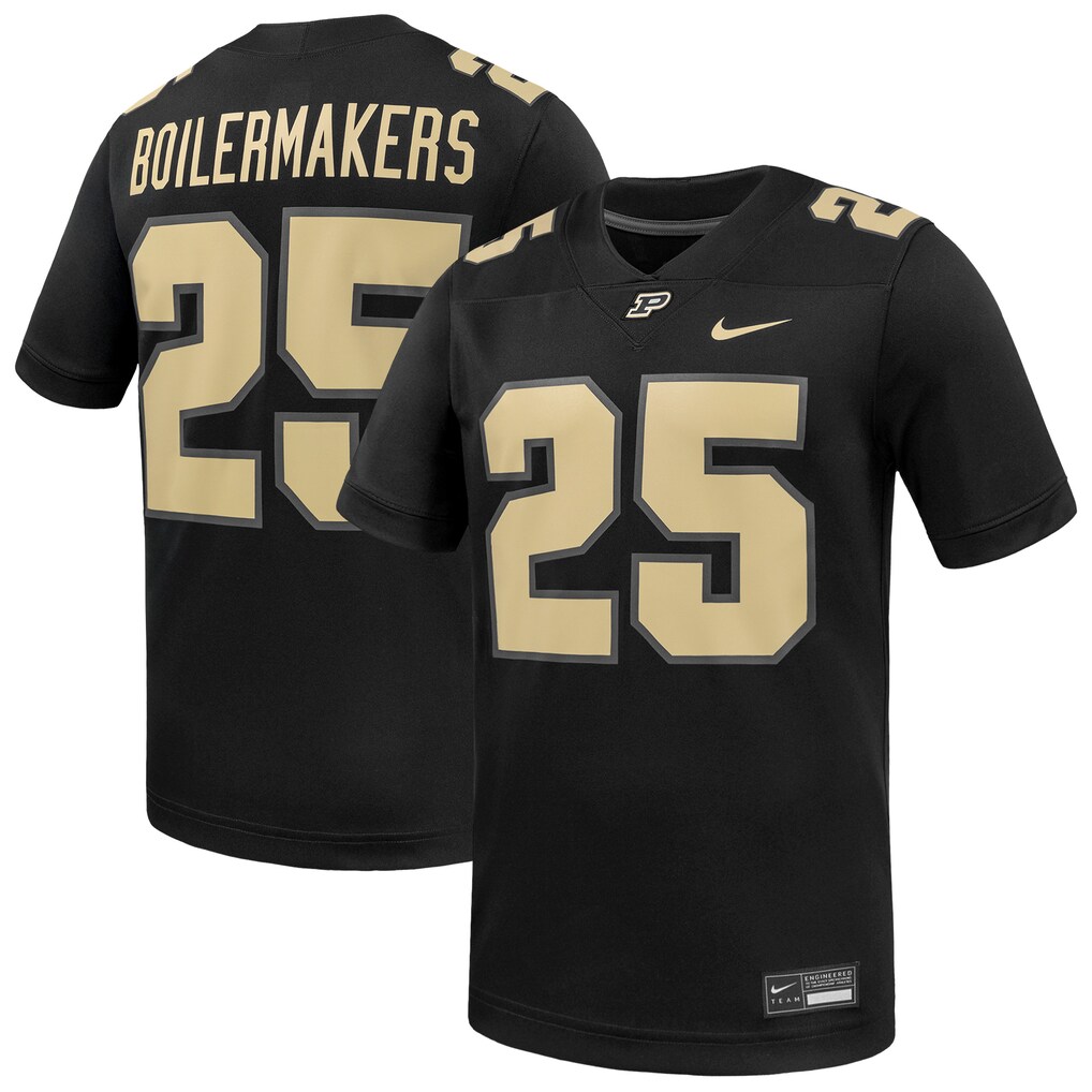 Men's Nike #25 Black Purdue Boilermakers Alternate Game Football Jersey - Ujersey