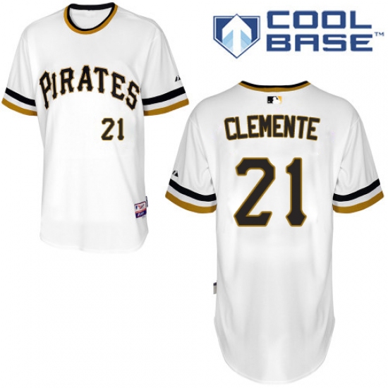 Men's Majestic Pittsburgh Pirates #21 Roberto Clemente Replica White Alternate 2 Cool Base MLB Jersey - Ujersey