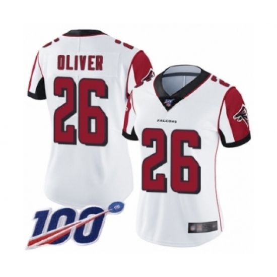 Women's Atlanta Falcons #26 Isaiah Oliver White Vapor Untouchable Limited Player 100th Season Football Jersey - Ujersey