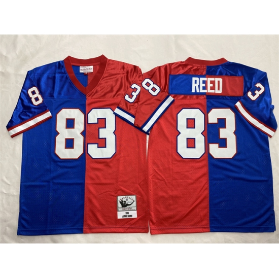 Men's Buffalo Bills #83 Andre Reed Blue Red Splite Throwback Stitched Jersey - Ujersey