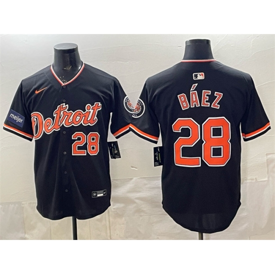 Men's Detroit Tigers #28 Javier Báez Black 2026 Meijer Alternate Vapor Premier Limited Stitched Baseball Jersey - Ujersey