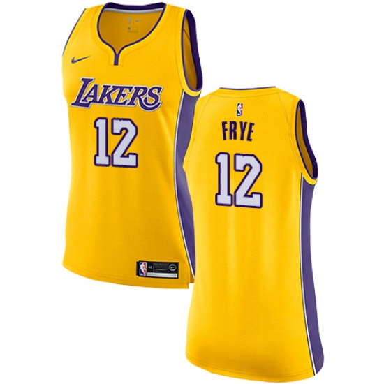 Women's Nike Los Angeles Lakers #12 Channing Frye Swingman Gold Home NBA Jersey - Icon Edition - Ujersey