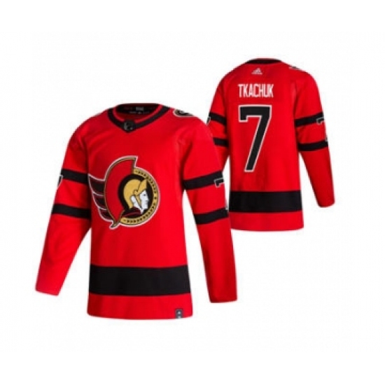 Men's Ottawa Senators #7 Brady Tkachuk Red 2020-21 Reverse Retro Alternate Hockey Jersey - Ujersey