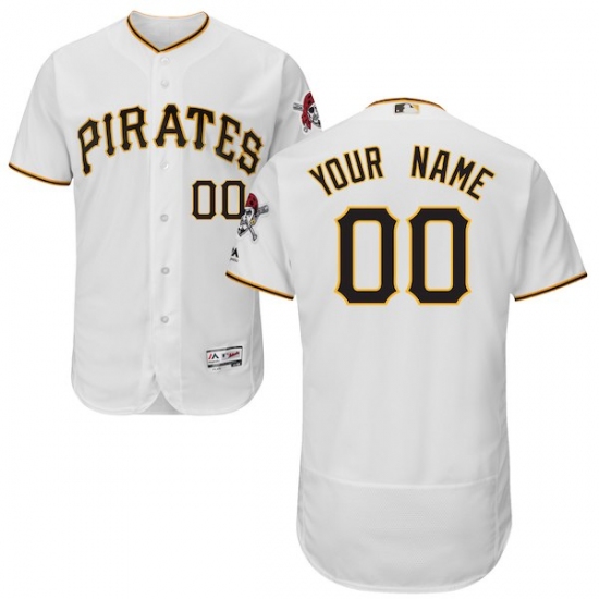 Men's Pittsburgh Pirates Majestic Home White Flex Base Authentic Collection Custom Jersey