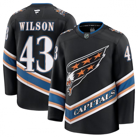 Men's Washington Capitals #43 Tom Wilson Black 2024-25 Alternate Stitched Hockey Jersey - Ujersey