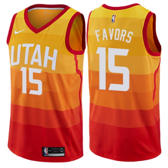 Men's Nike Utah Jazz #15 Derrick Favors Swingman Orange NBA Jersey - City Edition - Ujersey