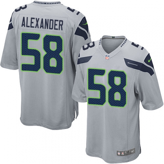 Men's Nike Seattle Seahawks #58 D.J. Alexander Game Grey Alternate NFL Jersey - Ujersey