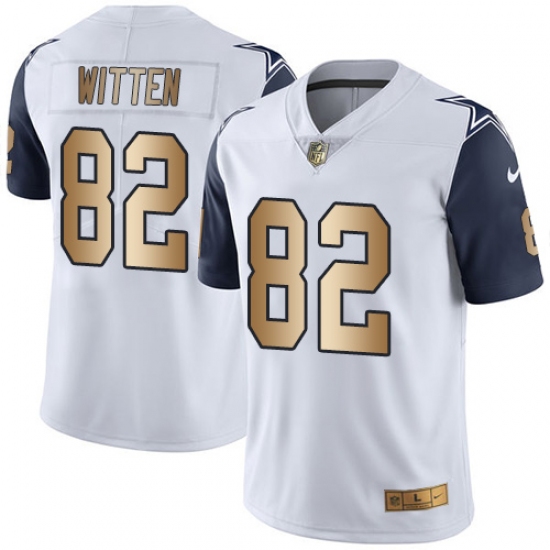Men's Nike Dallas Cowboys #82 Jason Witten Limited White/Gold Rush NFL Jersey - Ujersey