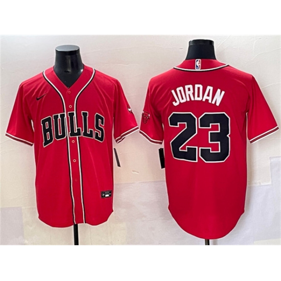 Men's Chicago Bulls #23 Michael Jordan Red Cool Base Stitched Baseball Jersey - Ujersey