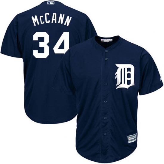Youth Majestic Detroit Tigers #34 James McCann Authentic Navy Blue Alternate Cool Base MLB Jersey - Ujersey