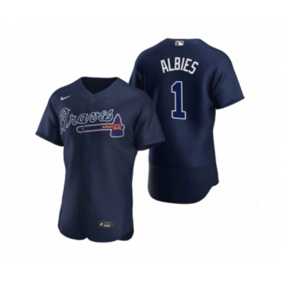 Men's Atlanta Braves #1 Ozzie Albies Nike Navy Authentic 2020 Alternate Jerseys - Ujersey