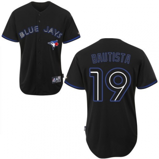 Men's Majestic Toronto Blue Jays #19 Jose Bautista Replica Black Fashion MLB Jersey - Ujersey