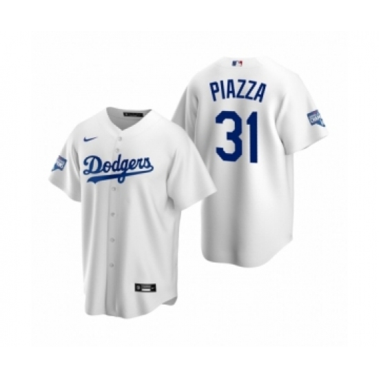 Men's Los Angeles Dodgers #31 Mike Piazza White 2020 World Series Champions Replica Jersey - Ujersey