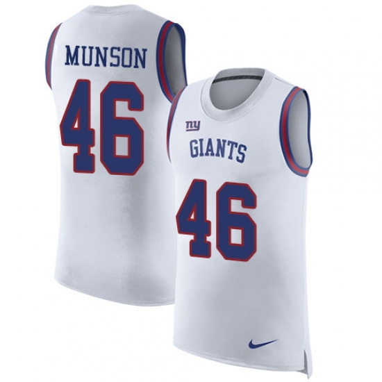 Men's Nike New York Giants #46 Calvin Munson White Rush Player Name & Number Tank Top NFL Jersey - Ujersey