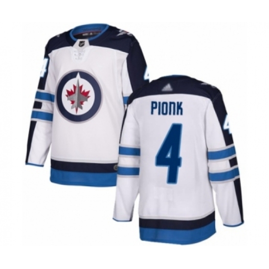 Men's Winnipeg Jets #4 Neal Pionk Authentic White Away Hockey Jersey - Ujersey