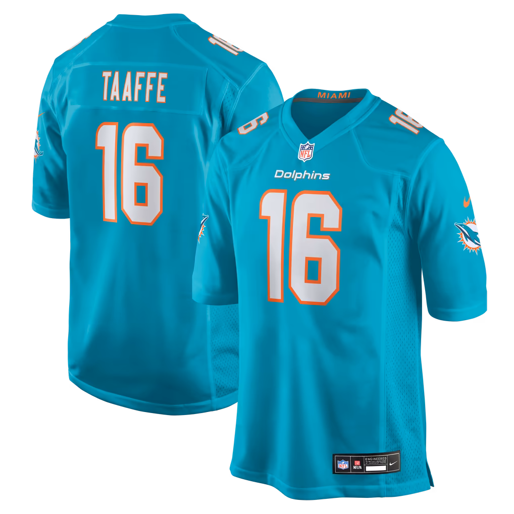 Men's Miami Dolphins Michael Taaffe Nike Aqua Team Game Jersey - Ujersey