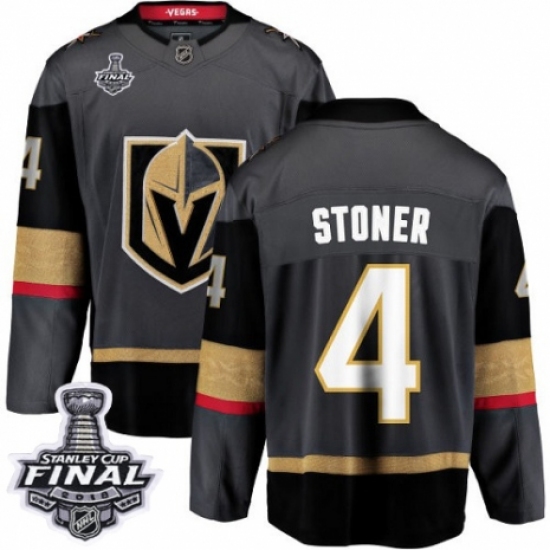 Youth Vegas Golden Knights #4 Clayton Stoner Authentic Black Home Fanatics Branded Breakaway 2018 Stanley Cup Final NHL Jersey - Ujersey