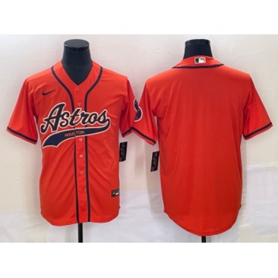 Men's Houston Astros Blank Number Orange Cool Base Stitched Baseball Jersey - Ujersey