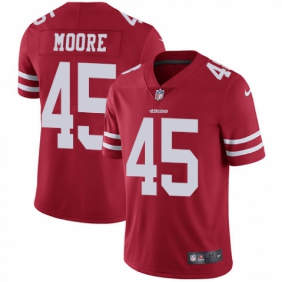 Youth Nike San Francisco 49ers #45 Tarvarius Moore Red Team Color Vapor Untouchable Limited Player NFL Jersey - Ujersey