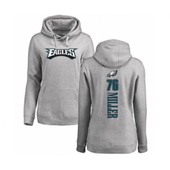 Women's Philadelphia Eagles #76 Shareef Miller Ash Backer Pullover Hoodie - Ujersey