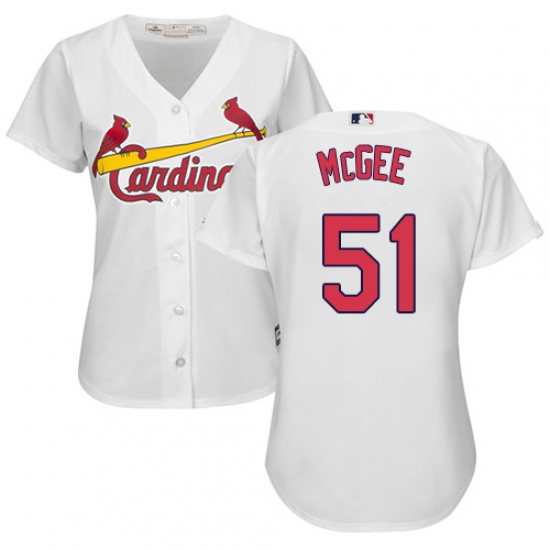 Women's Majestic St. Louis Cardinals #51 Willie McGee Replica White Home Cool Base MLB Jersey - Ujersey