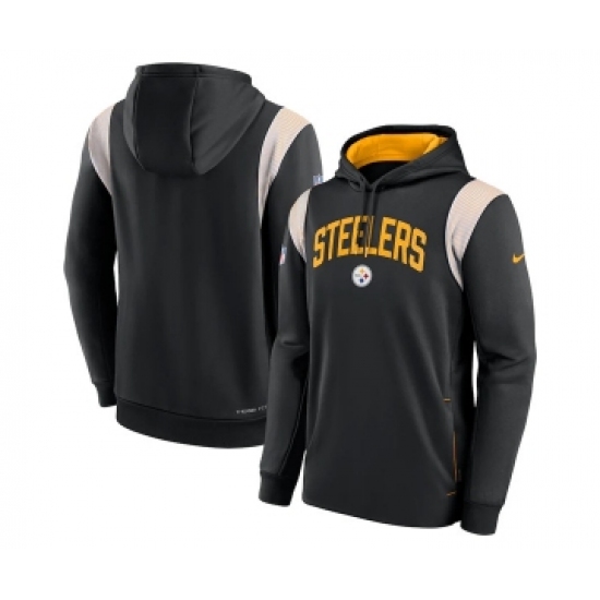 Mens Pittsburgh Steelers Black Sideline Stack Performance Pullover Hoodie - Ujersey