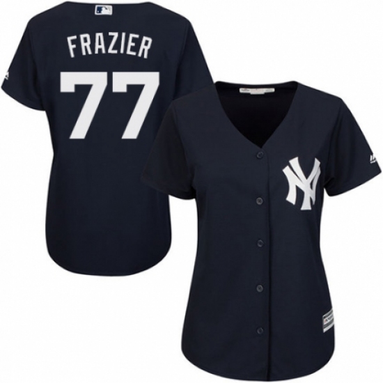 Women's Majestic New York Yankees #77 Clint Frazier Authentic Navy Blue Alternate MLB Jersey - Ujersey