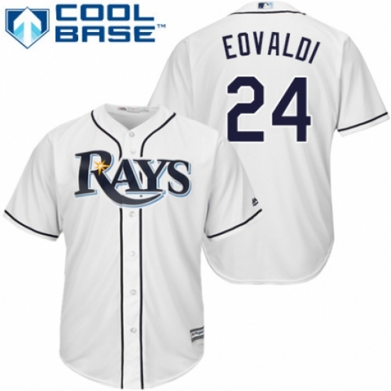 Youth Majestic Tampa Bay Rays #24 Nathan Eovaldi Replica White Home Cool Base MLB Jersey - Ujersey