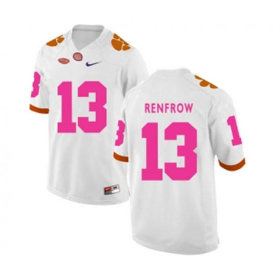 Clemson Tigers 13 Hunter Renfrow White 2018 Breast Cancer Awareness College Football Jersey - Ujersey