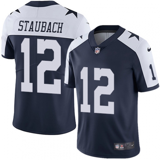 Youth Nike Dallas Cowboys #12 Roger Staubach Navy Blue Throwback Alternate Vapor Untouchable Limited Player NFL Jersey - Ujersey