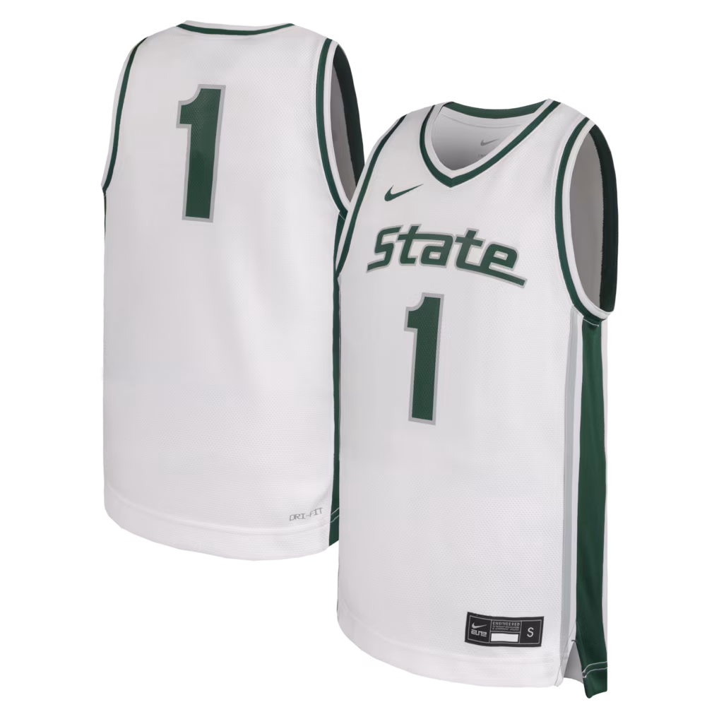 Youth Nike #1 White Michigan State Spartans Alternate Replica Basketball Jersey - SUjersey01