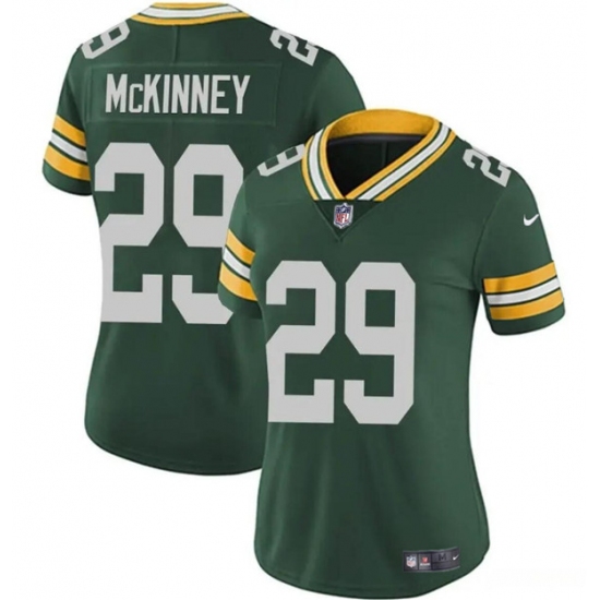 Women's Green Bay Packers #29 Xavier McKinney Green Vapor Limited Football Stitched Jersey(Run Small)
