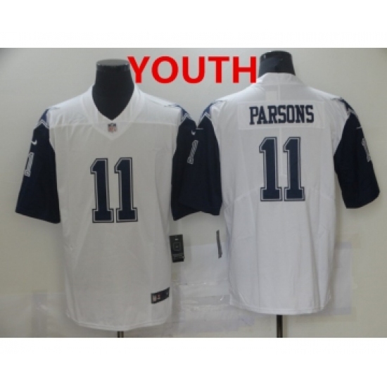 Youth Dallas Cowboys #11 Micah Parsons White 2021 Color Rush Stitched NFL Nike Limited Jersey - Ujersey