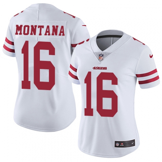 Women's Nike San Francisco 49ers #16 Joe Montana White Vapor Untouchable Limited Player NFL Jersey - Ujersey