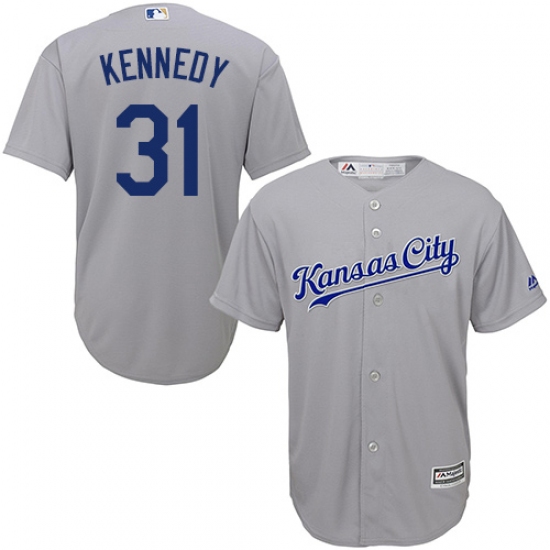 Youth Majestic Kansas City Royals #31 Ian Kennedy Authentic Grey Road Cool Base MLB Jersey - Ujersey