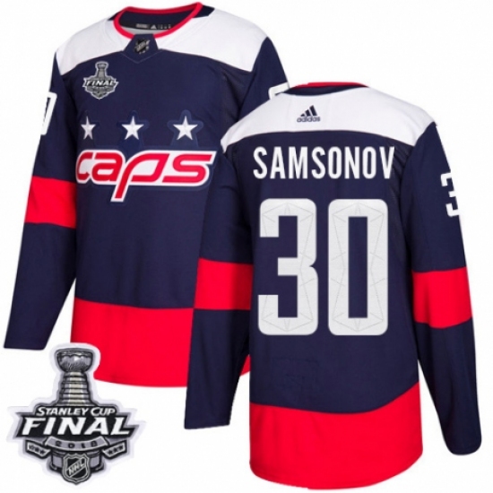 Youth Adidas Washington Capitals #30 Ilya Samsonov Authentic Navy Blue 2018 Stadium Series 2018 Stanley Cup Final NHL Jersey - Ujersey