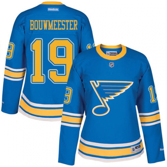 Women's Reebok St. Louis Blues #19 Jay Bouwmeester Authentic Blue 2017 Winter Classic NHL Jersey
