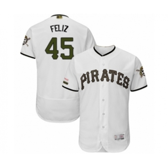 Men's Pittsburgh Pirates #45 Michael Feliz White Alternate Authentic Collection Flex Base Baseball Player Jersey - Ujersey