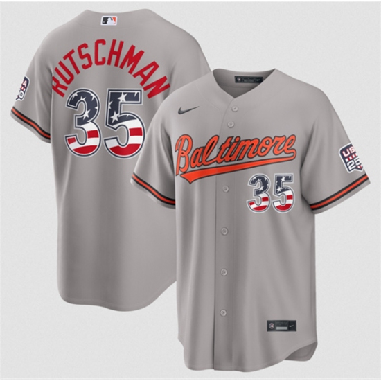 Men's Baltimore Orioles #35 Adley Rutschman Gray USA 250 Fourth of July Home Stitched Baseball Jersey - Ujersey