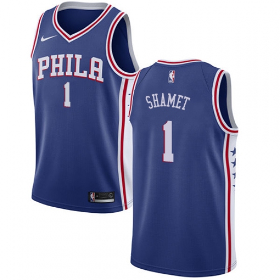 Youth Nike Philadelphia 76ers #1 Landry Shamet Swingman Blue NBA Jersey - Icon Edition - Ujersey