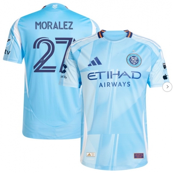Men's New York City FC Maximiliano Moralez adidas Light Blue 2025 The Excelsior Kit Authentic Player Jersey - Ujersey