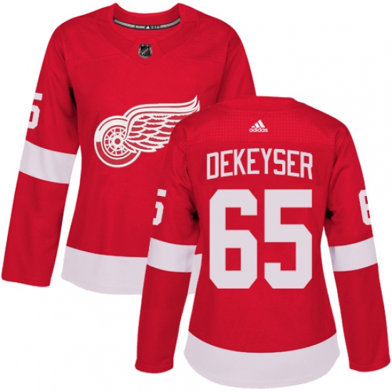 Women's Adidas Detroit Red Wings #65 Danny DeKeyser Premier Red Home NHL Jersey - Ujersey