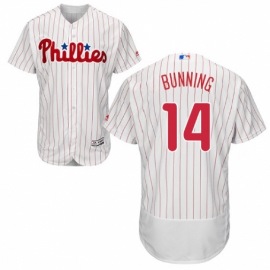 Men's Majestic Philadelphia Phillies #14 Jim Bunning White Home Flex Base Authentic Collection MLB Jersey - Ujersey