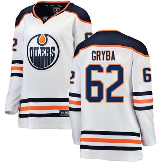 Women's Edmonton Oilers #62 Eric Gryba Authentic White Away Fanatics Branded Breakaway NHL Jersey - Ujersey