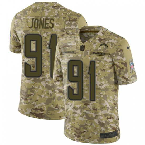 Youth Nike Los Angeles Chargers #91 Justin Jones Limited Camo 2018 Salute to Service NFL Jersey - Ujersey